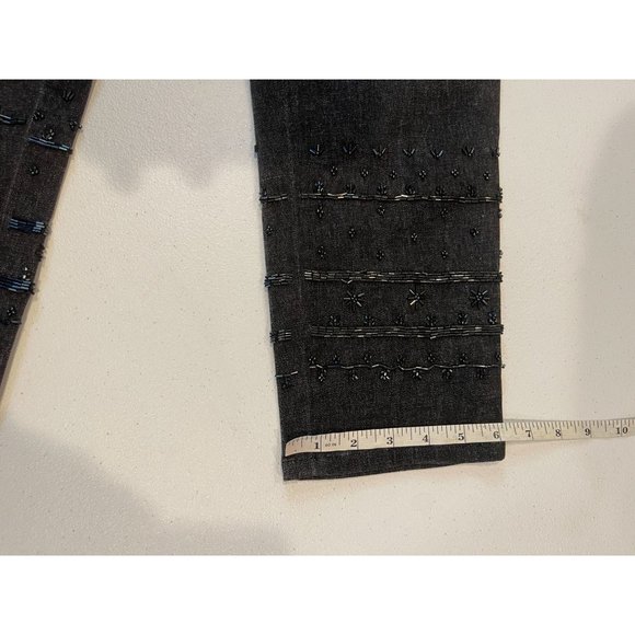 Christine Phillipe Womens Jeans Skinny Leg Beaded Detail at Bottom Black Size 6 - Picture 7 of 9